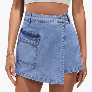 Stylish Blue Denim Mini Skirt Short